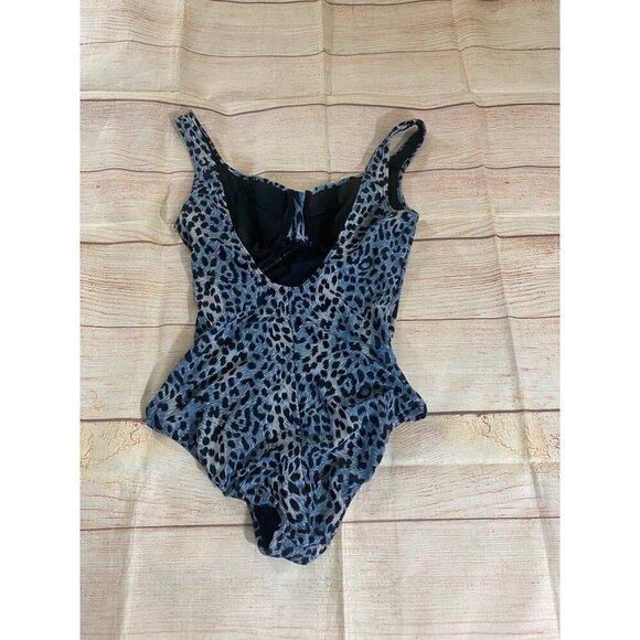Sea And Sand Women's Blue, Black Animal Print One Piece Swimsuit - 12 - Picture 10 of 11